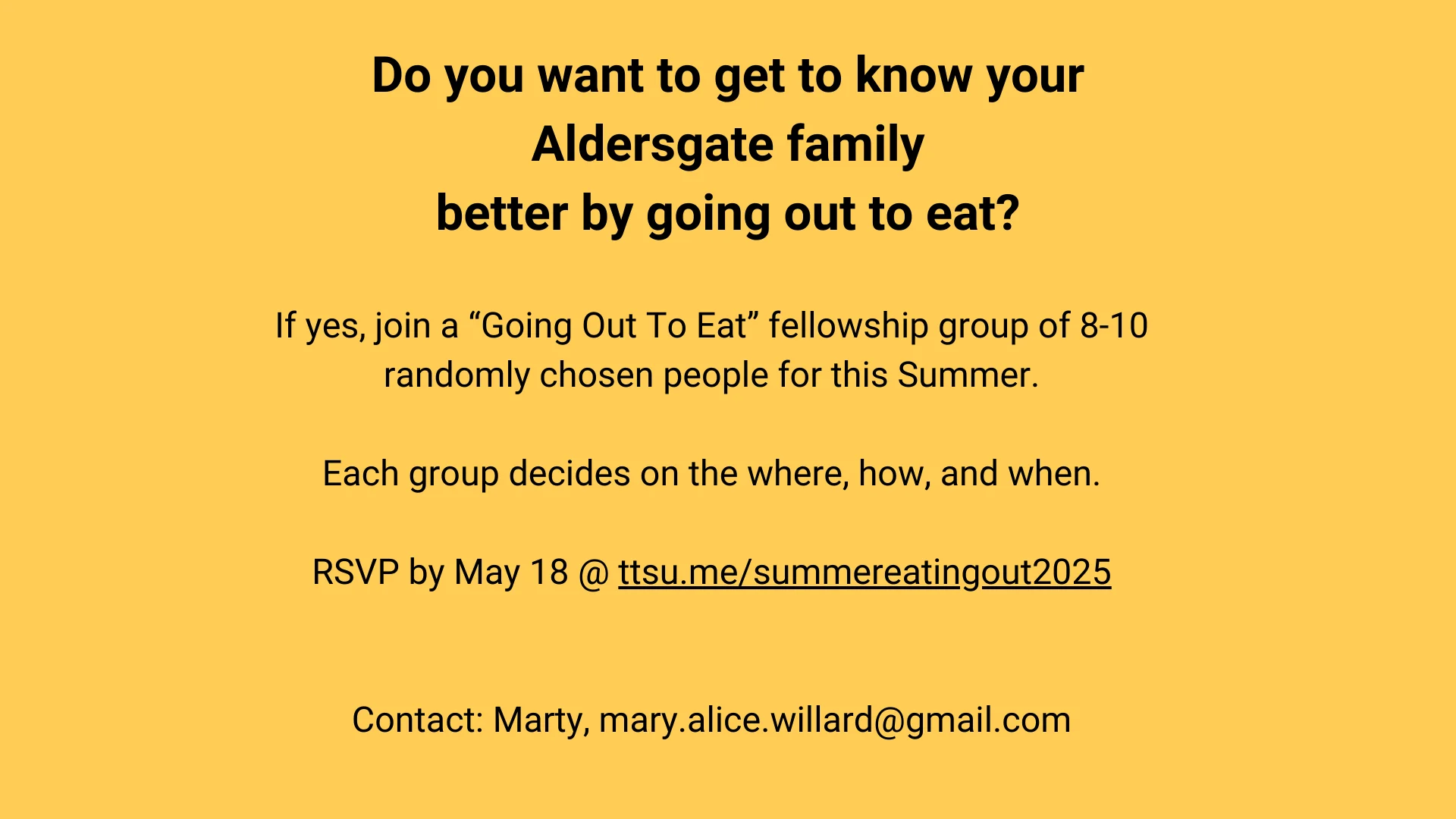 Summer Going out to Eat Groups